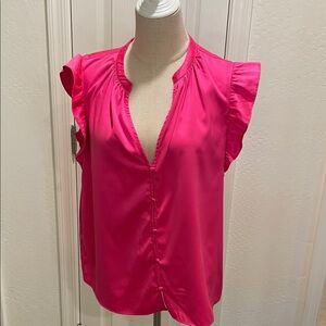 Women's Pink Ruffle Sleeve Top